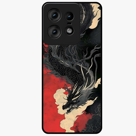 Shadow Dragon Fury Glass Case showing flat back view with fierce dragon artwork and glossy glass finish.