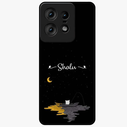 Silent Night Row Glass Case showing flat back view with calm night themed artwork and glossy glass finish.