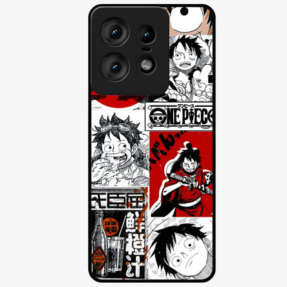 Strawhat Chaos Panels Glass Case showing flat back view with anime inspired chaos panel artwork and glossy glass finish.