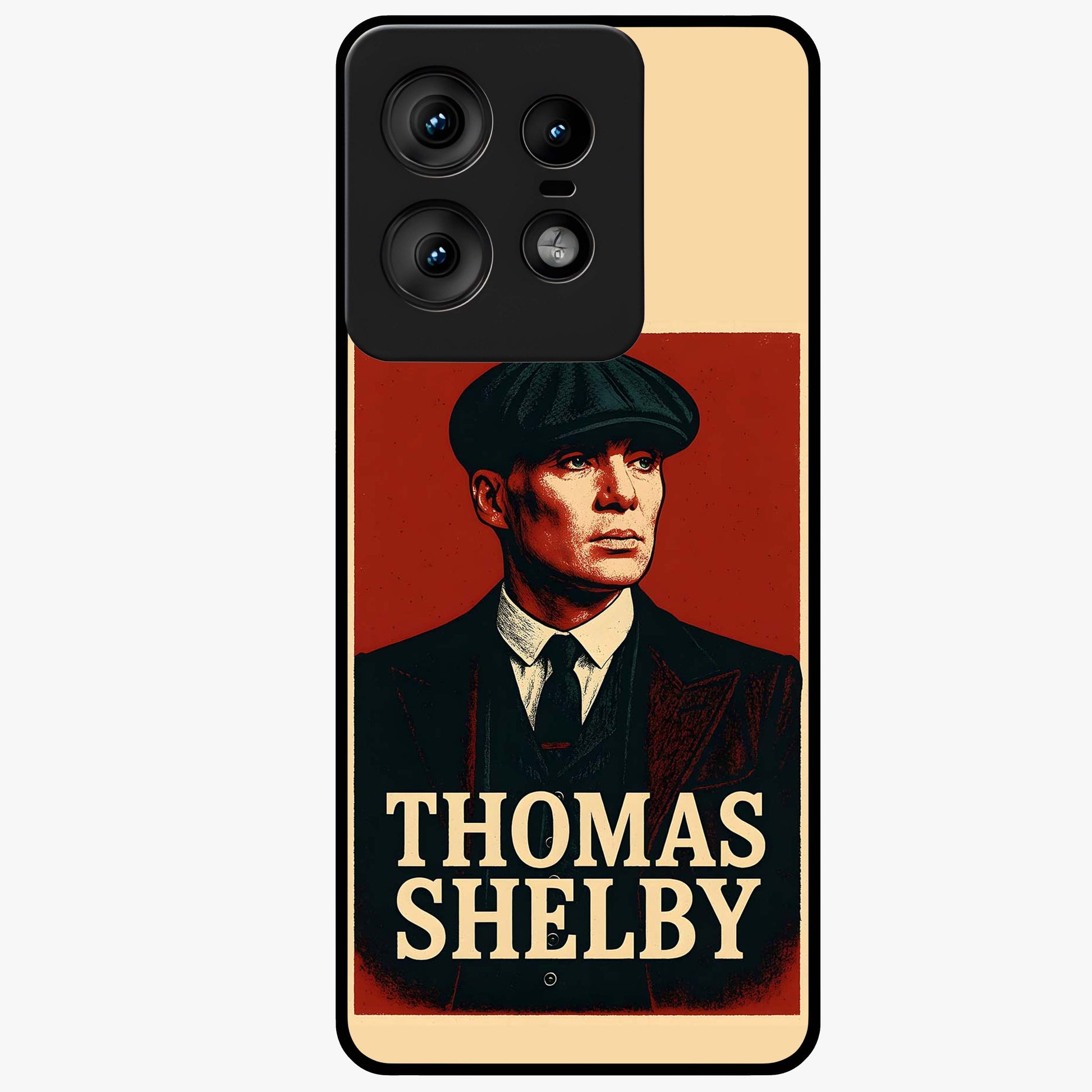 Vintage Mafia Authority Glass Case showing flat back view with bold vintage mafia inspired artwork and glossy glass finish.