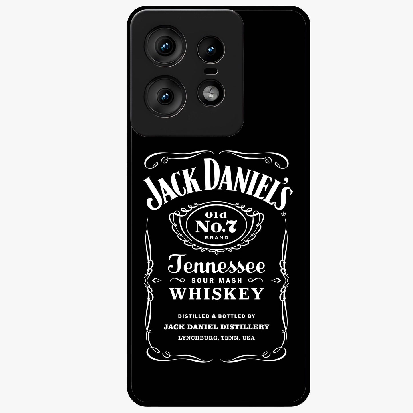 Vintage Whiskey Heritage Glass Case showing flat back view with classic whiskey inspired artwork and glossy glass finish.