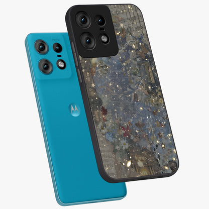 Aesthetic Astrolophia Glass Case displayed in angled mockup highlighting artistic aesthetic elements and smooth glass surface.