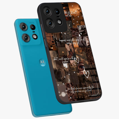 Bittersweet Aesthetic Chaos Glass Case displayed in angled mockup highlighting expressive abstract artwork and edgy aesthetic theme.