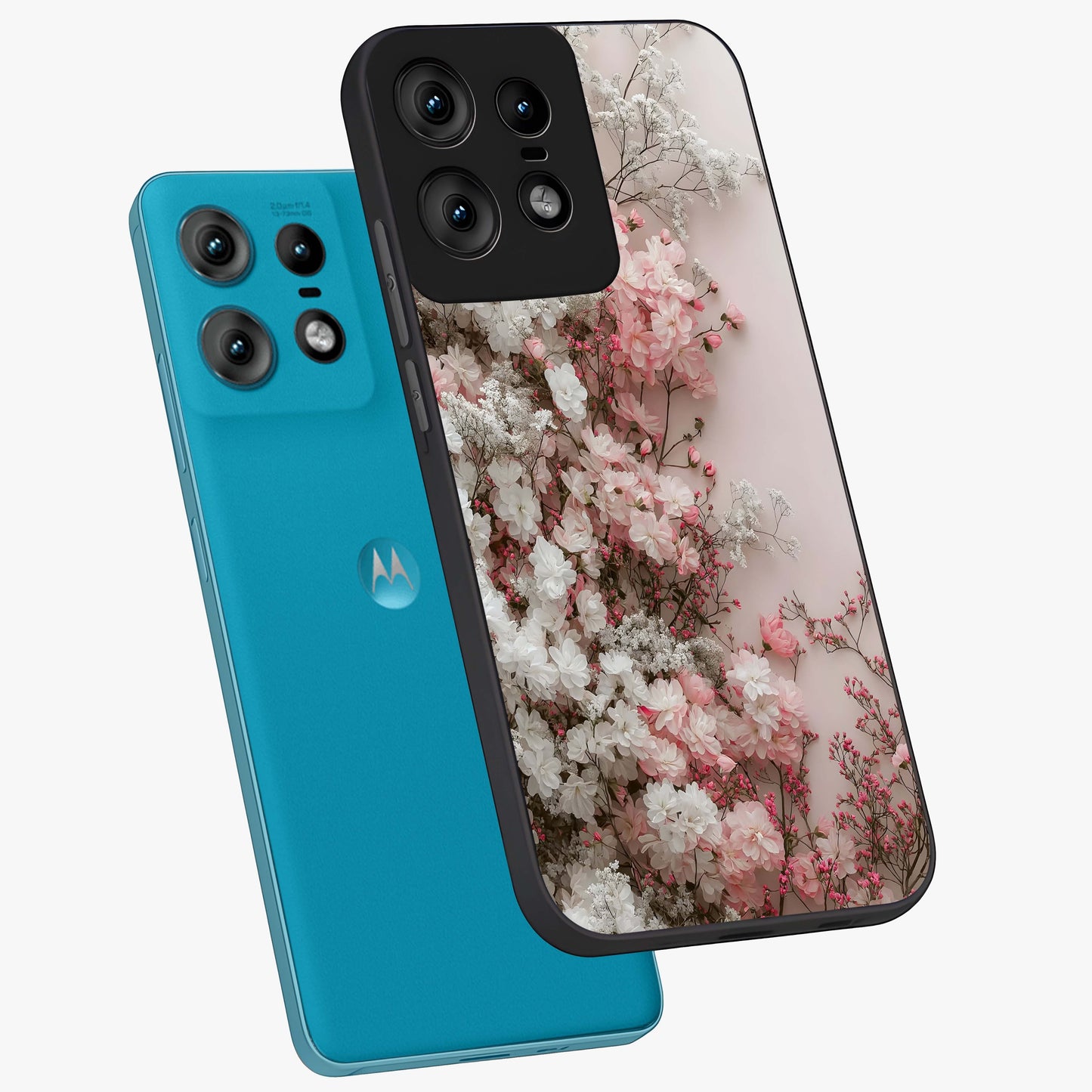 Blush Blossom Cloud Glass Case displayed in angled mockup highlighting soft cloud and blossom design with pastel aesthetic.