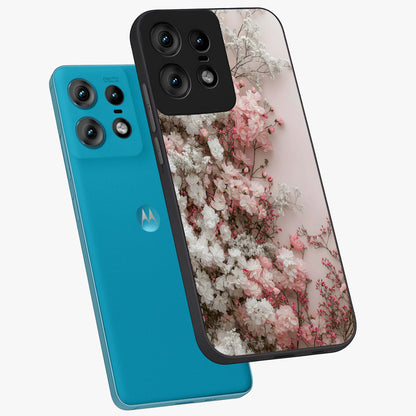Blush Blossom Cloud Glass Case displayed in angled mockup highlighting soft cloud and blossom design with pastel aesthetic.