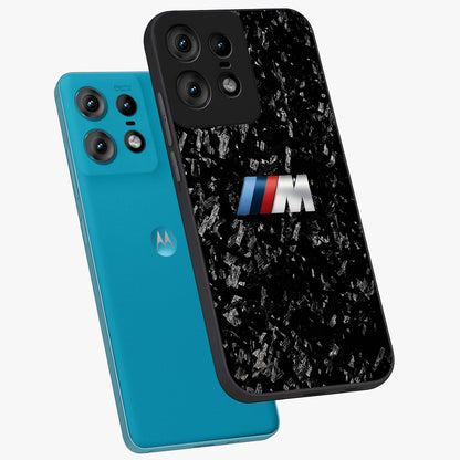 Carbon Speed Mark Glass Case displayed in angled mockup highlighting racing inspired carbon design and sleek aesthetic style.