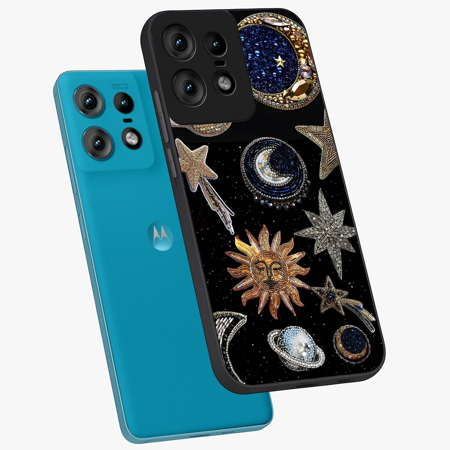 Celestial Gem Constellations Glass Case displayed in angled mockup highlighting gemstone inspired constellation design.