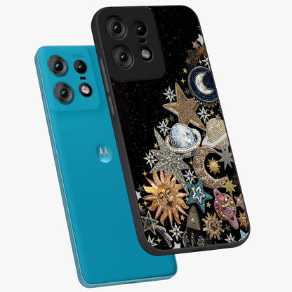 Cosmic Sparkle Dreams Glass Case displayed in angled mockup highlighting dreamy star sparkle design with celestial aesthetic.