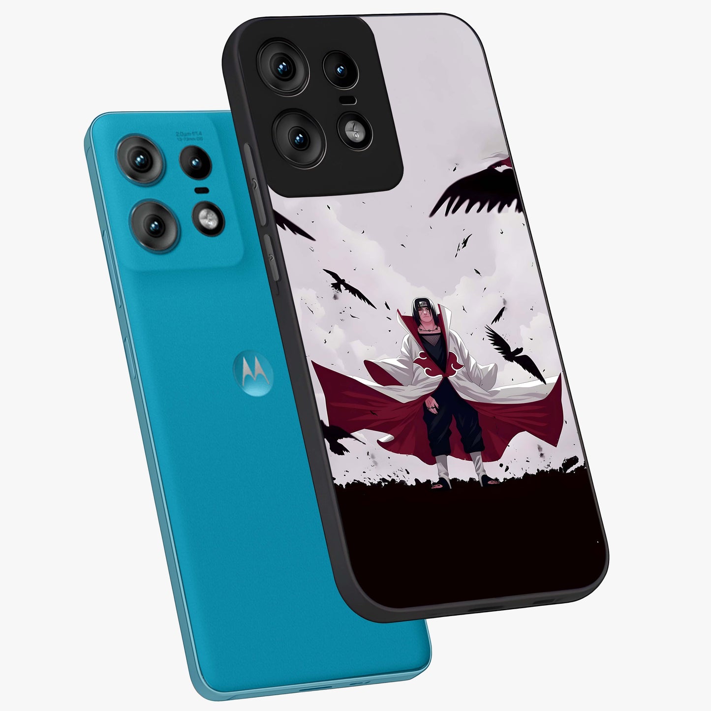 Crimson Crow Ascension Glass Case displayed in angled mockup highlighting powerful crow illustration with dark crimson aesthetic.
