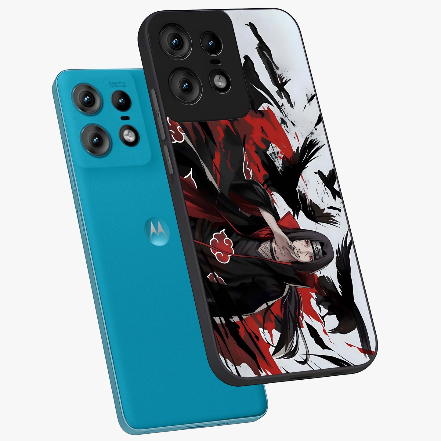 Crimson Crow Illusion Glass Case displayed in angled mockup highlighting mysterious crow graphic with dark aesthetic style.
