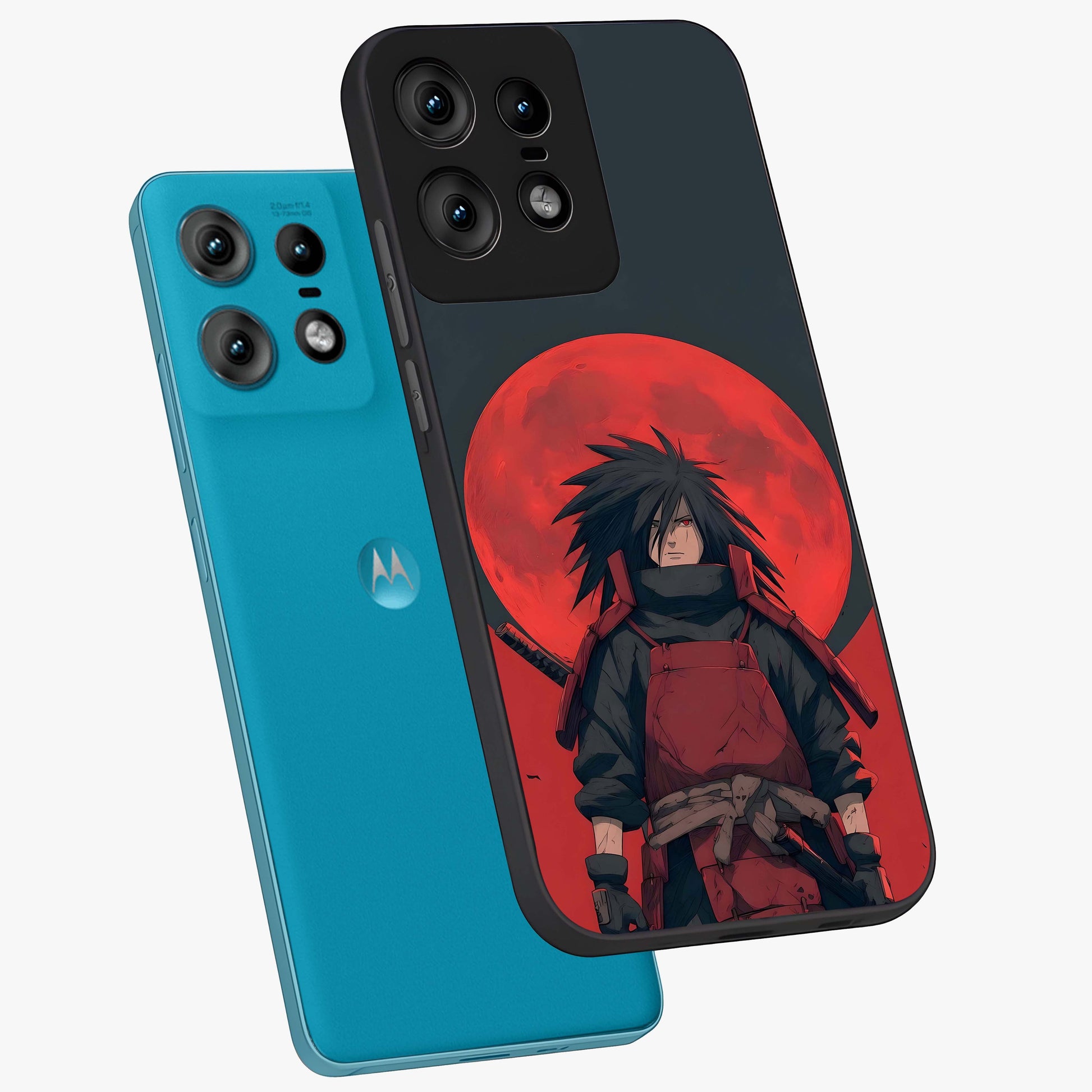 Crimson Moon Warlord Glass Case displayed in angled mockup highlighting dramatic crimson moon design with fantasy aesthetic.