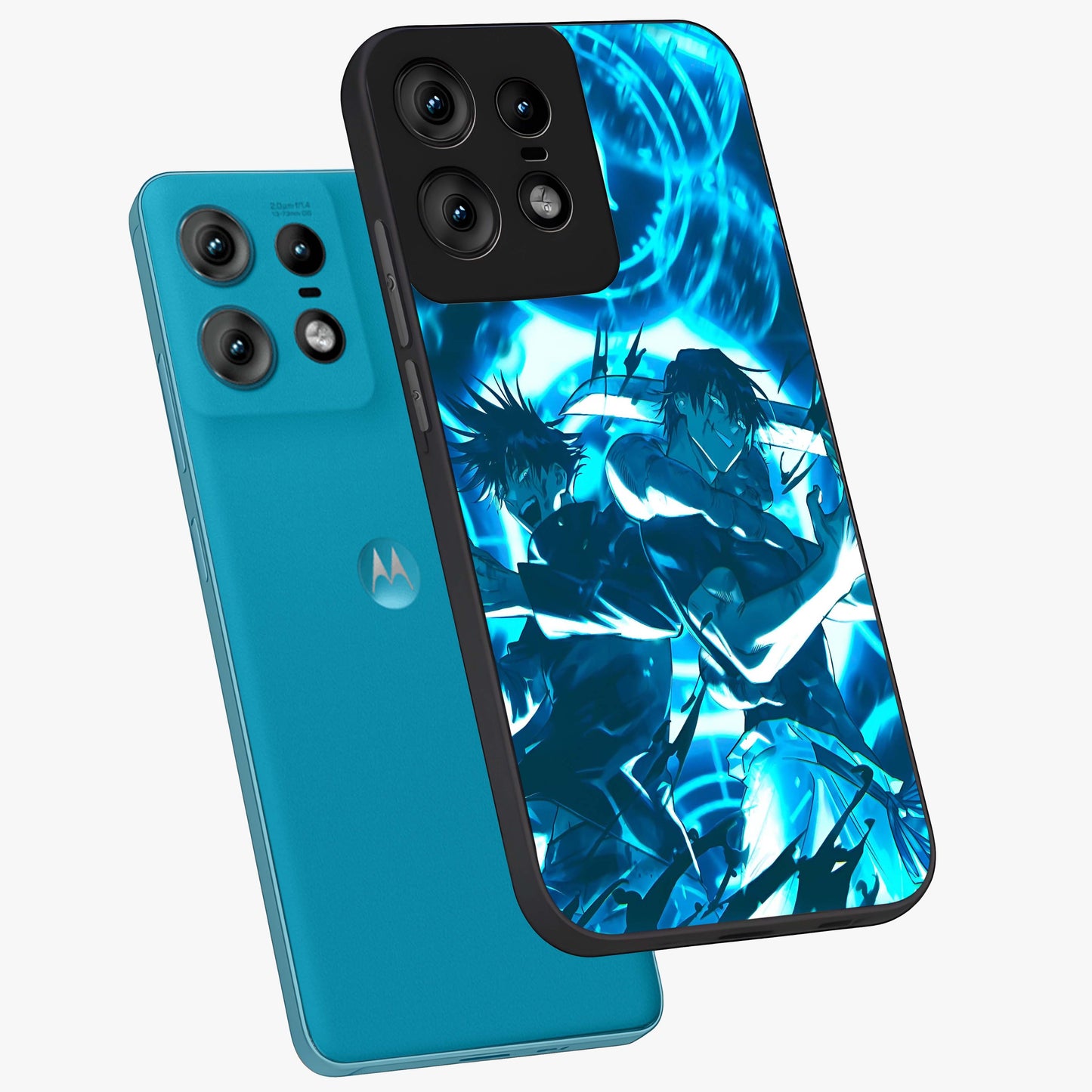 Cursed Energy Clash Glass Case displayed in angled mockup highlighting powerful battle inspired graphic with anime style aesthetic.