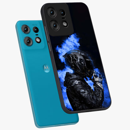 Cyber Sentinel Protocol Glass Case displayed in angled mockup highlighting digital cyber design with sci-fi aesthetic style.