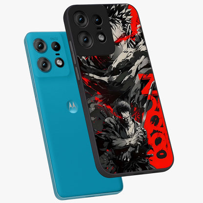 Demon Sword Resolve Glass Case displayed in angled mockup highlighting powerful demon sword illustration with dark fantasy aesthetic.