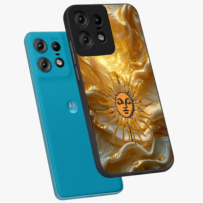 Eternal Golden Glow Glass Case displayed in angled mockup highlighting glowing golden aesthetic design with elegant style.