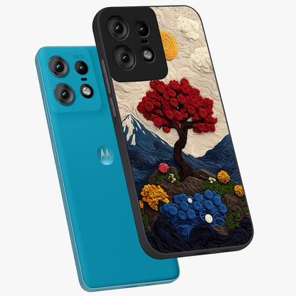 Eternal Nature Tapestry Glass Case displayed in angled mockup highlighting detailed botanical pattern with artistic aesthetic.