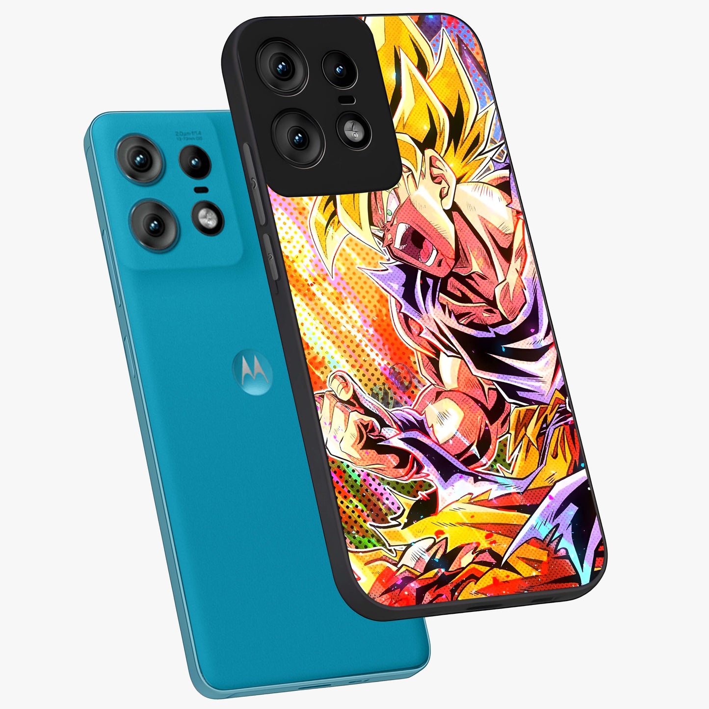 Firing Goku Glass Case displayed in angled mockup highlighting dynamic anime character design with action aesthetic.
