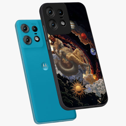 Galactic Divine God Glass Case displayed in angled mockup highlighting powerful celestial deity illustration with galactic aesthetic.