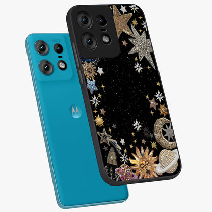 Galactic Jewel Stars Glass Case displayed in angled mockup highlighting shining celestial star design with cosmic aesthetic style.