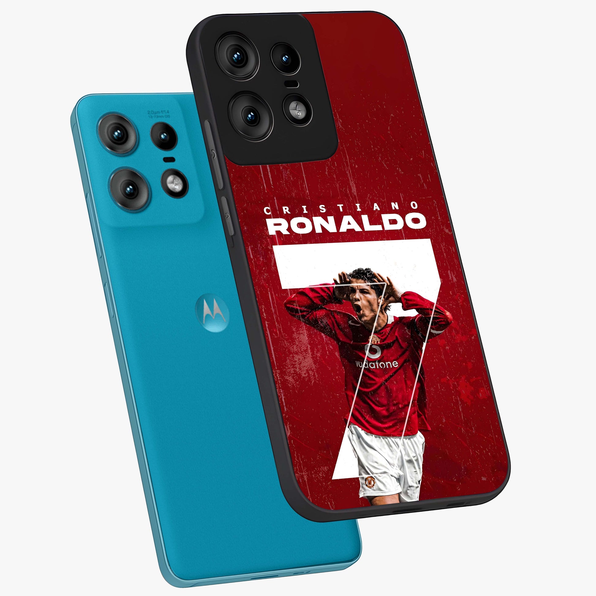 Goal Celebration Legacy Glass Case displayed in angled mockup highlighting energetic sports celebration design with bold athletic theme.