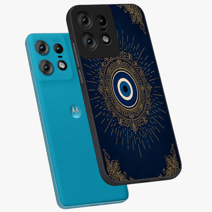 Golden Celestial Charm Glass Case displayed in angled mockup highlighting sparkling cosmic charm design with celestial aesthetic.