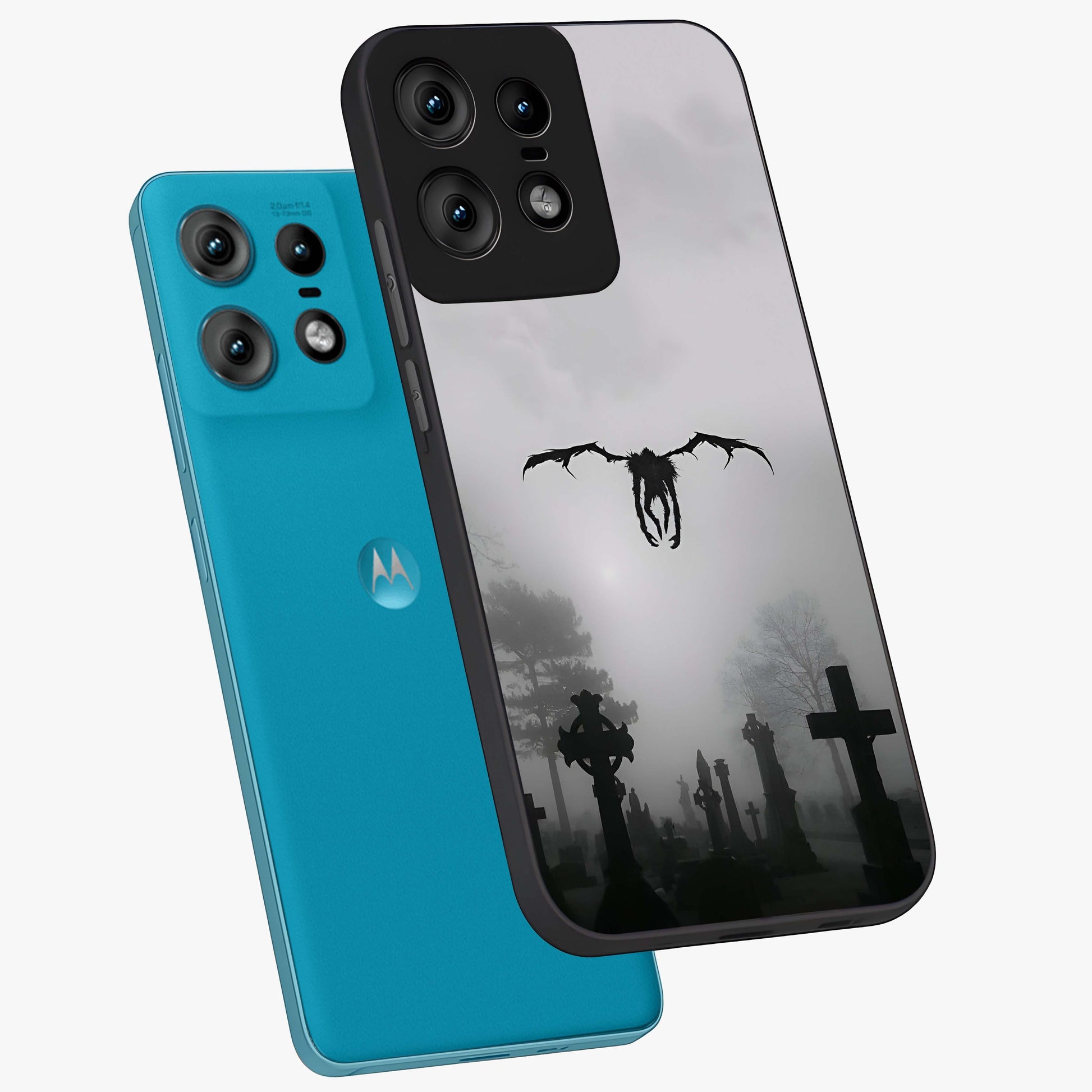 Graveyard Shadow Descent Glass Case displayed in angled mockup highlighting eerie shadow illustration with gothic aesthetic.