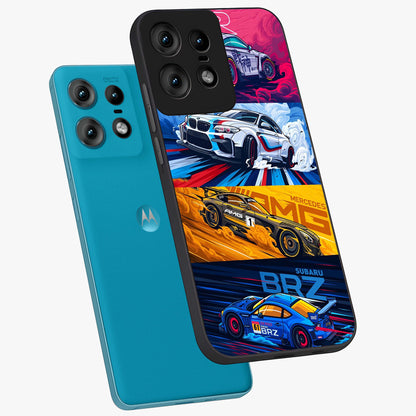 JDM Sports Car Glass Case displayed in angled mockup highlighting sleek Japanese racing car design with automotive aesthetic.