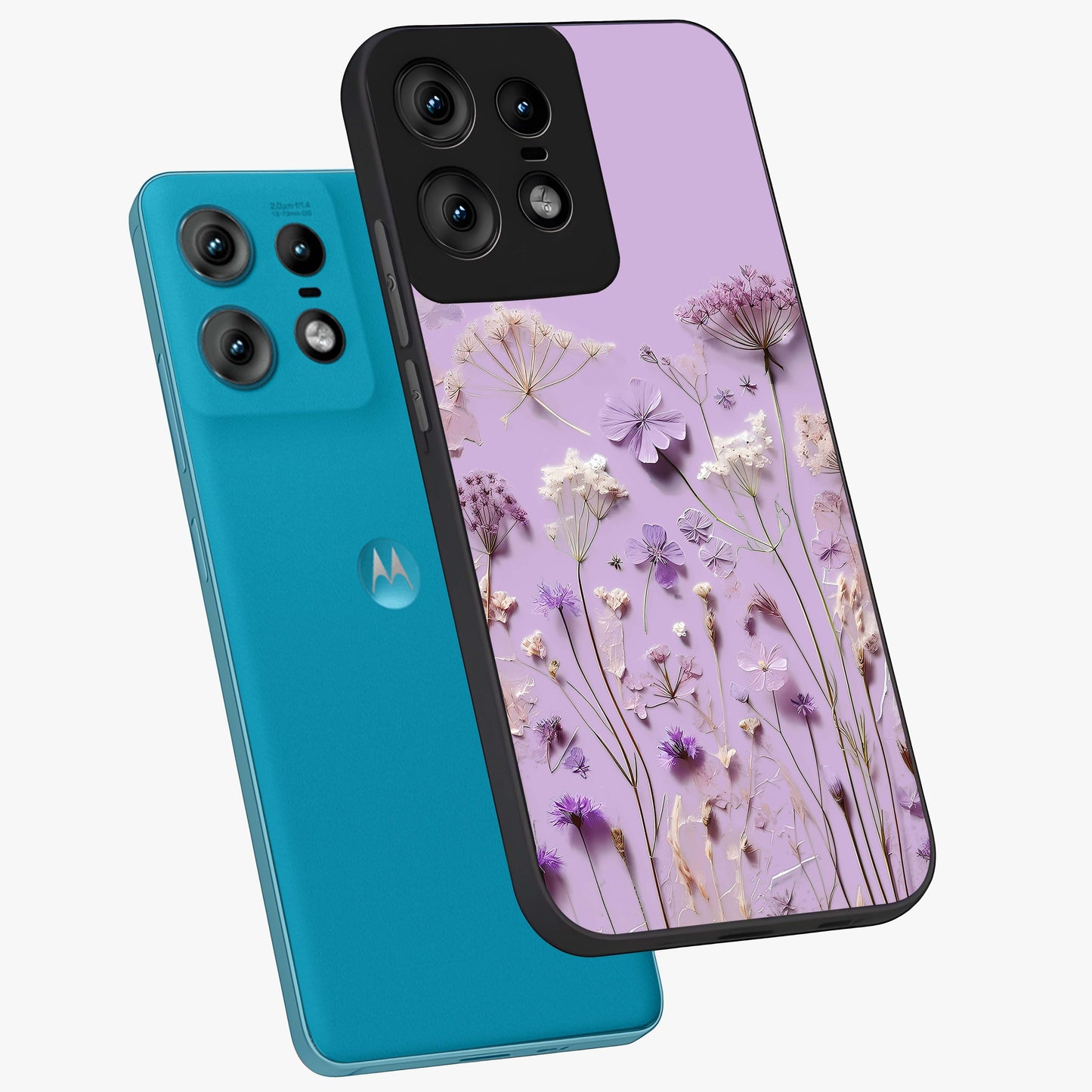 Lavender Blossom Dream Glass Case displayed in angled mockup highlighting dreamy lavender flower design with calming aesthetic style.