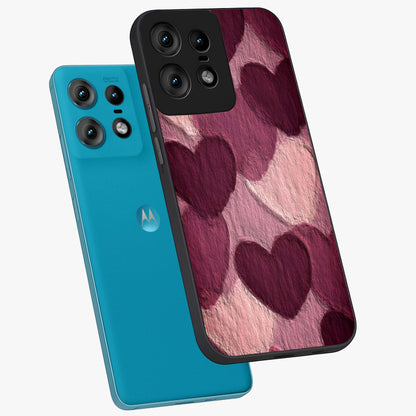 Layered Paper Hearts Glass Case displayed in angled mockup highlighting creative paper craft heart design with romantic aesthetic.