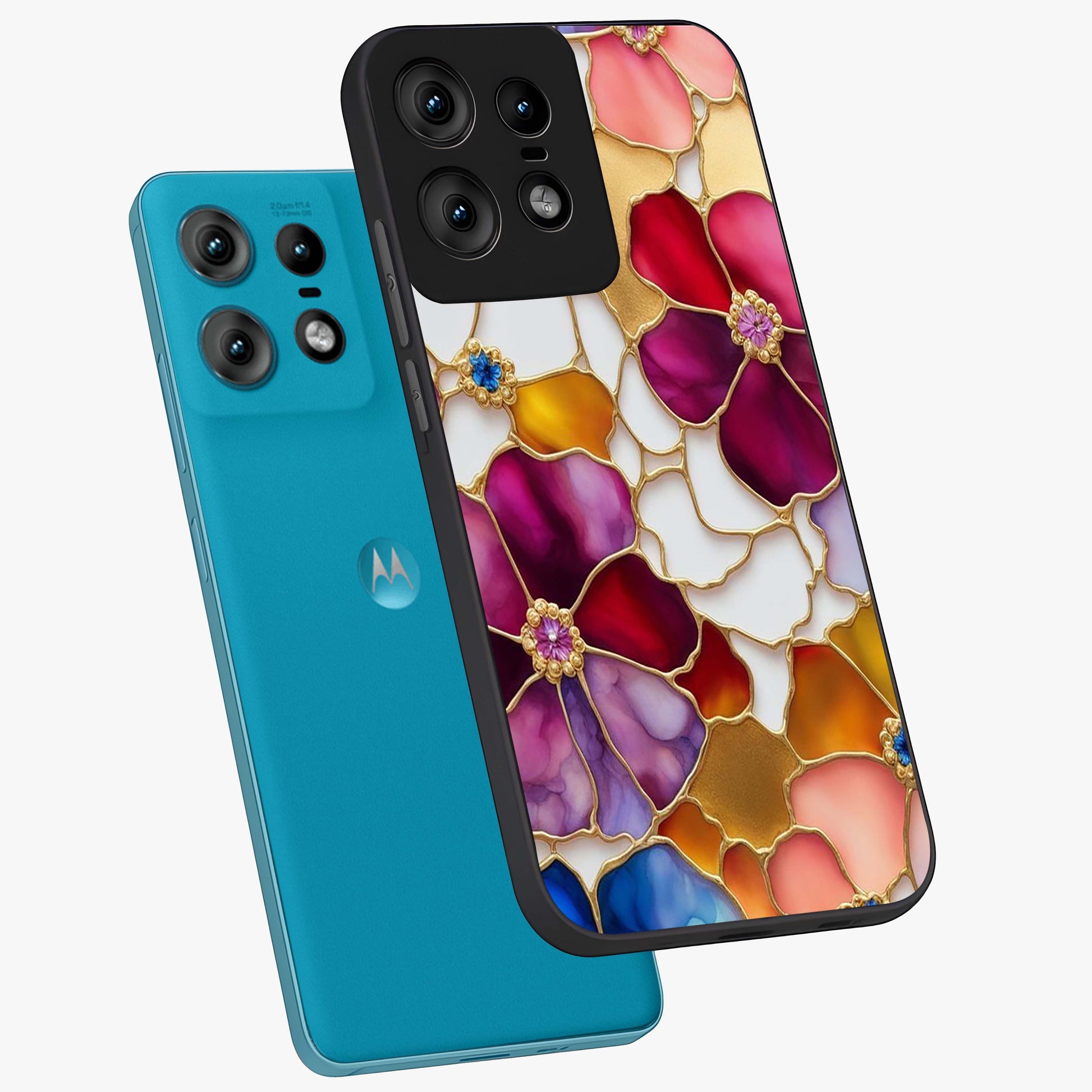 Marble Flower Pattern Glass Case displayed in angled mockup highlighting elegant marble floral design with modern aesthetic.