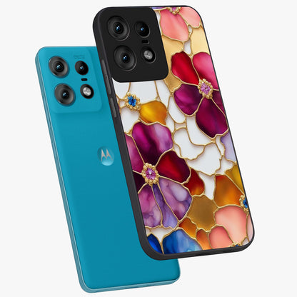 Marble Flower Pattern Glass Case displayed in angled mockup highlighting elegant marble floral design with modern aesthetic.