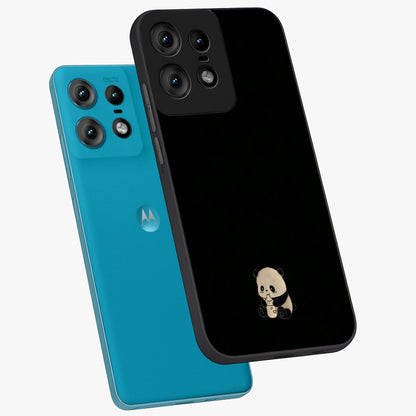 Midnight Panda Love Glass Case displayed in angled mockup highlighting adorable panda illustration with midnight aesthetic.