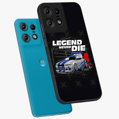 Midnight Racing Legacy Glass Case displayed in angled mockup highlighting dynamic automotive design with bold midnight aesthetic.