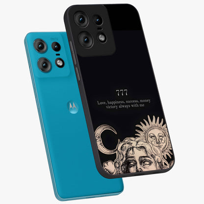 Mystic Victory Aura Glass Case displayed in angled mockup highlighting energetic aura design with bold mystical aesthetic.