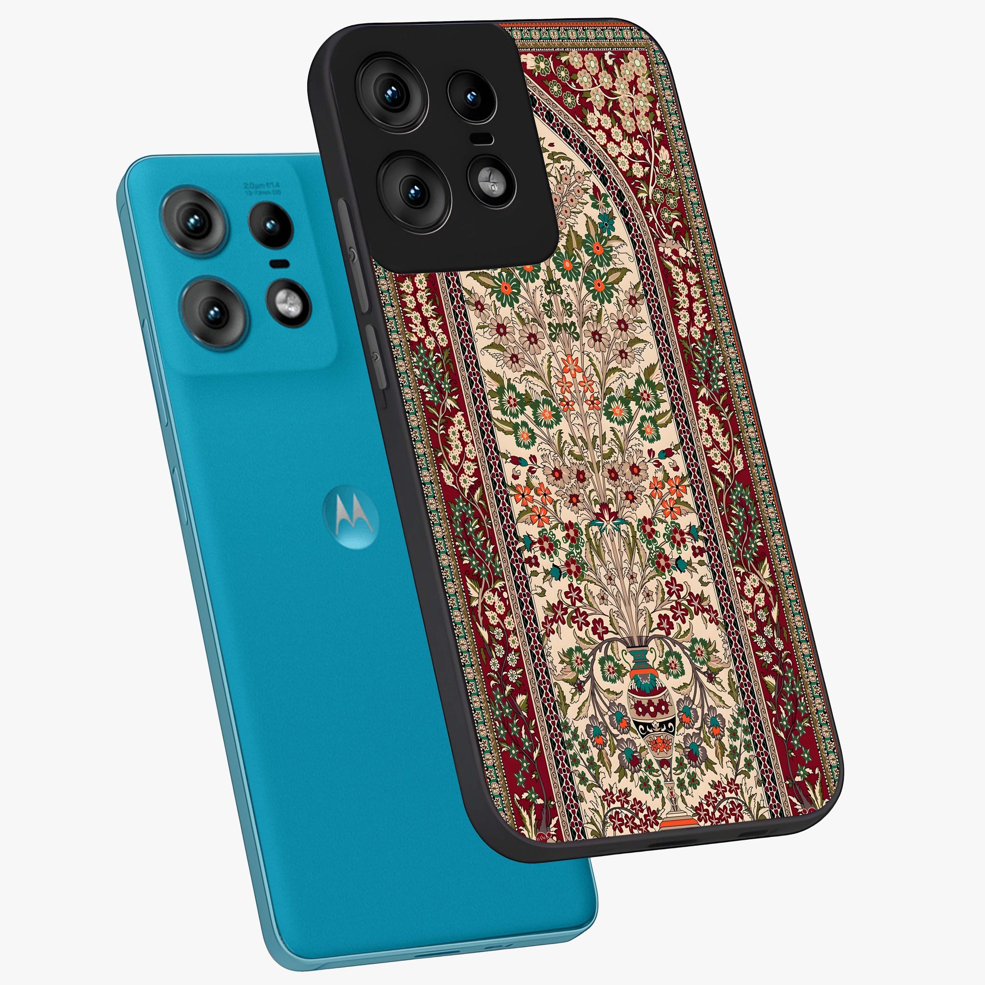 Persian Inspired Glass Case displayed in angled mockup highlighting intricate traditional design with elegant cultural aesthetic.