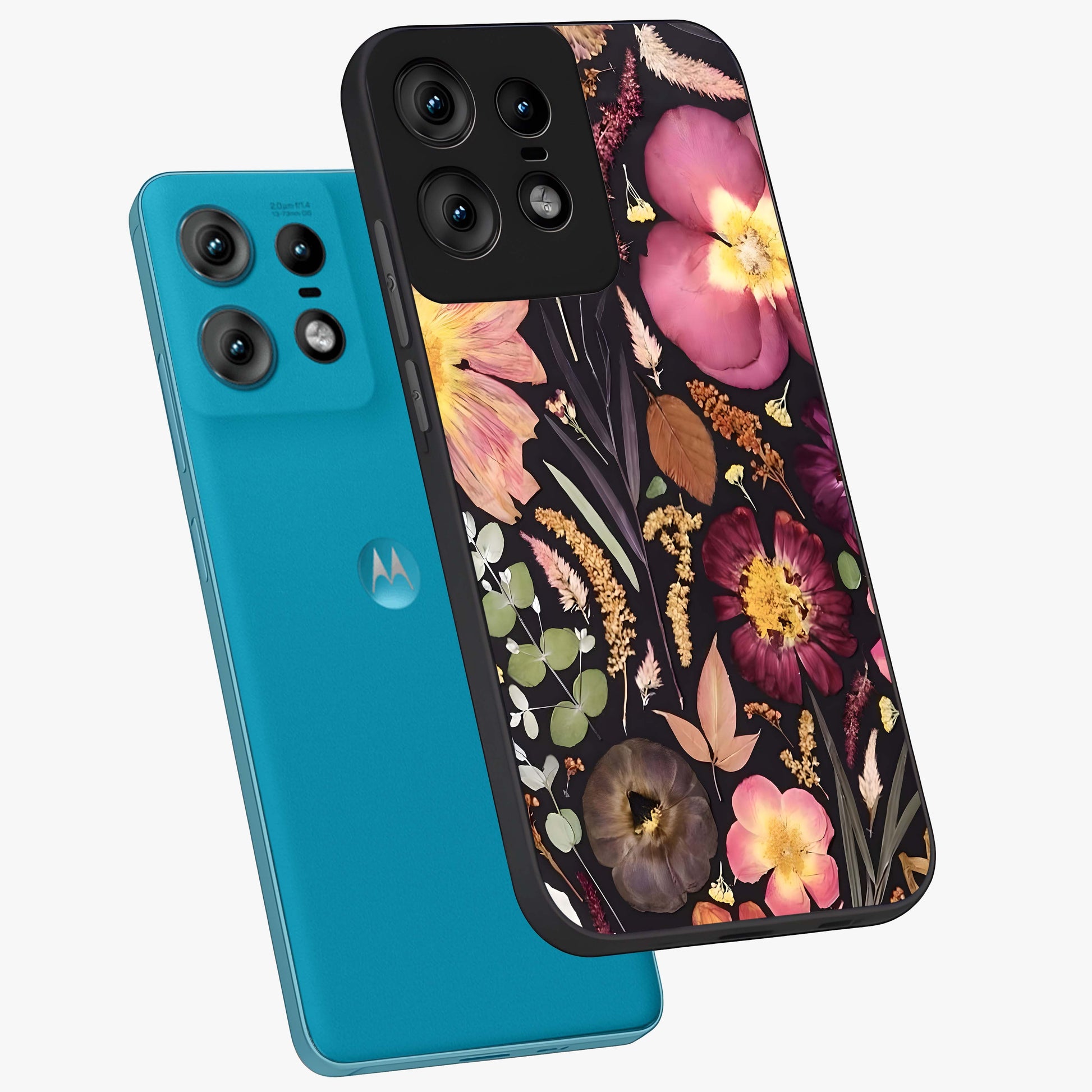 Petal Dream Tapestry Glass Case displayed in angled mockup highlighting decorative petal pattern with elegant botanical aesthetic.