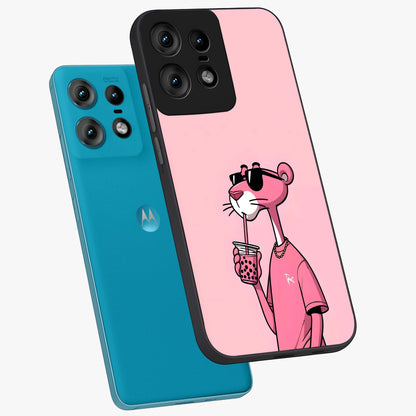 Pink Panther Glass Case displayed in angled mockup highlighting playful cartoon character design with vibrant pink aesthetic.