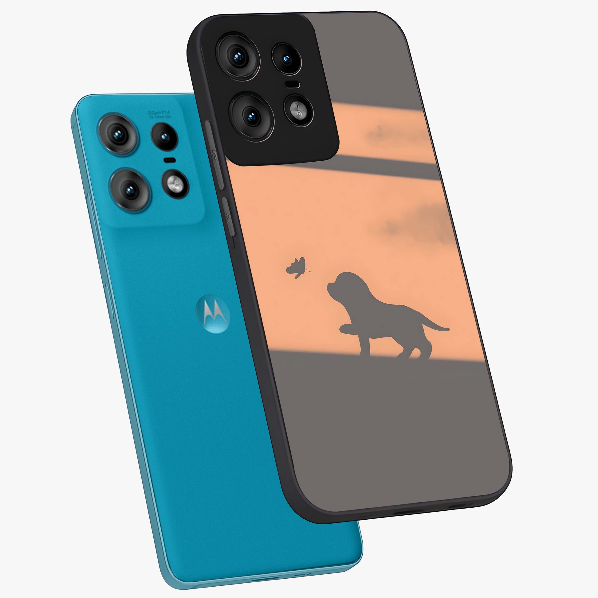 Puppy Shadow Art Glass Case displayed in angled mockup highlighting playful dog illustration with artistic shadow aesthetic.