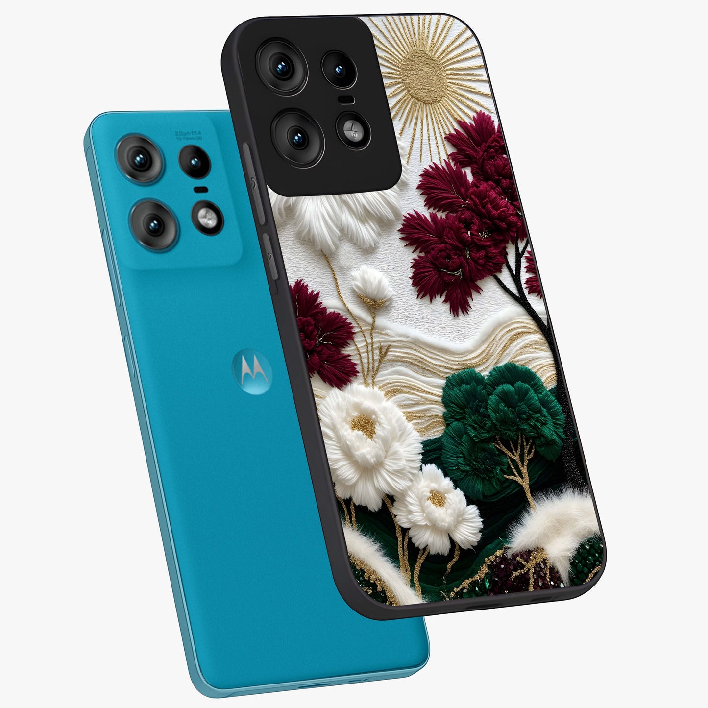 Radiant Bloom Elegance Glass Case displayed in angled mockup highlighting graceful floral design with radiant aesthetic style.