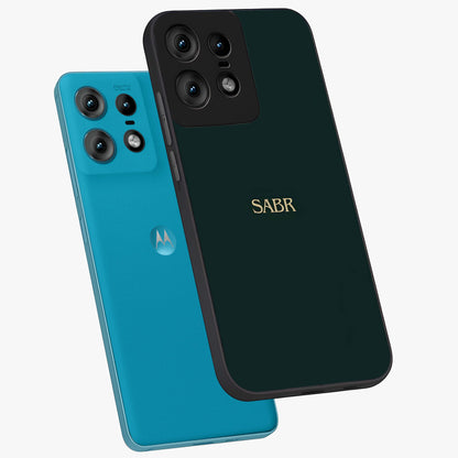 Sabr Minimal Patience Glass Case displayed in angled mockup highlighting simple inspirational design with clean aesthetic style.