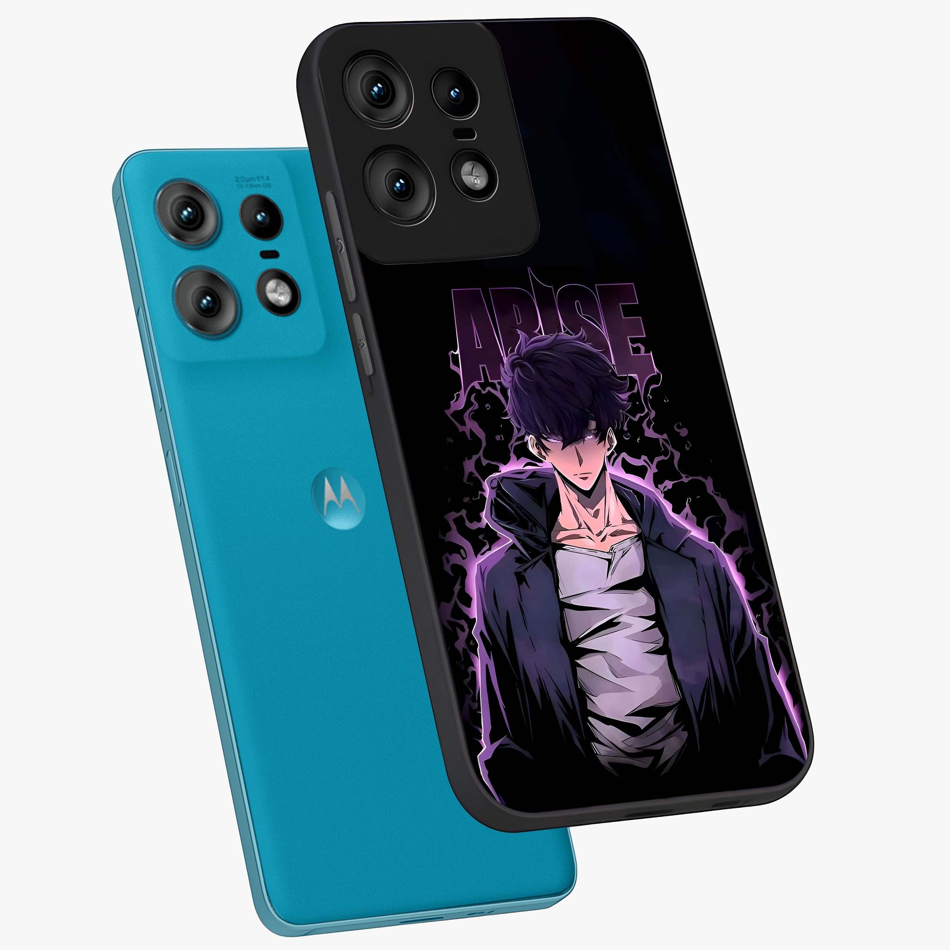 Shadow Monarch Awakening Glass Case displayed in angled mockup highlighting dramatic shadow warrior design with fantasy aesthetic.