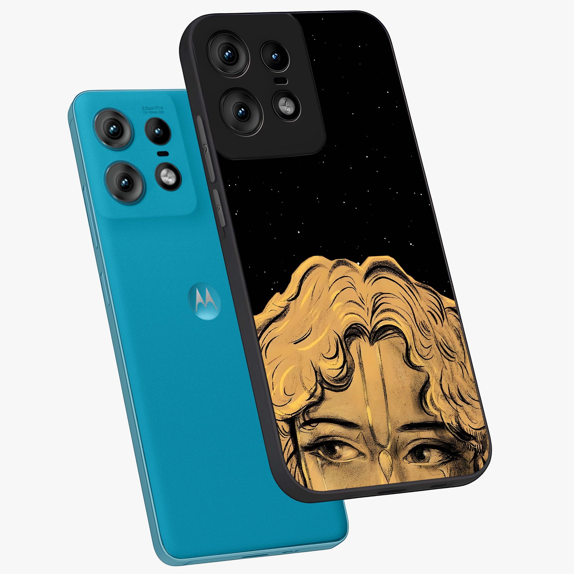 Shri Krishna Art Glass Case displayed in angled mockup highlighting spiritual Krishna illustration with divine aesthetic.