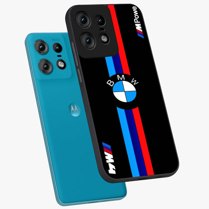 Turbo BMW Beast Glass Case displayed in angled mockup highlighting sleek racing car design with bold automotive aesthetic.