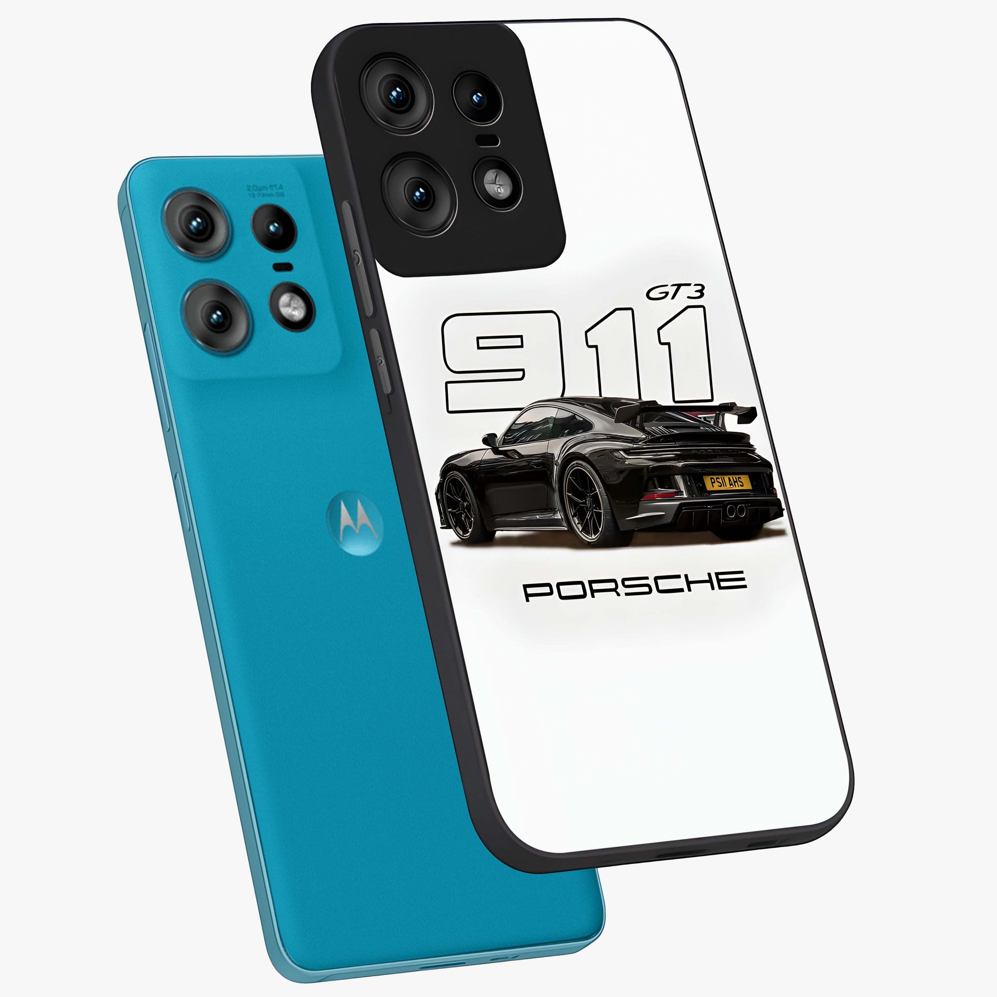 Turbo Legacy Icon Glass Case displayed in angled mockup highlighting dynamic automotive design with performance aesthetic.