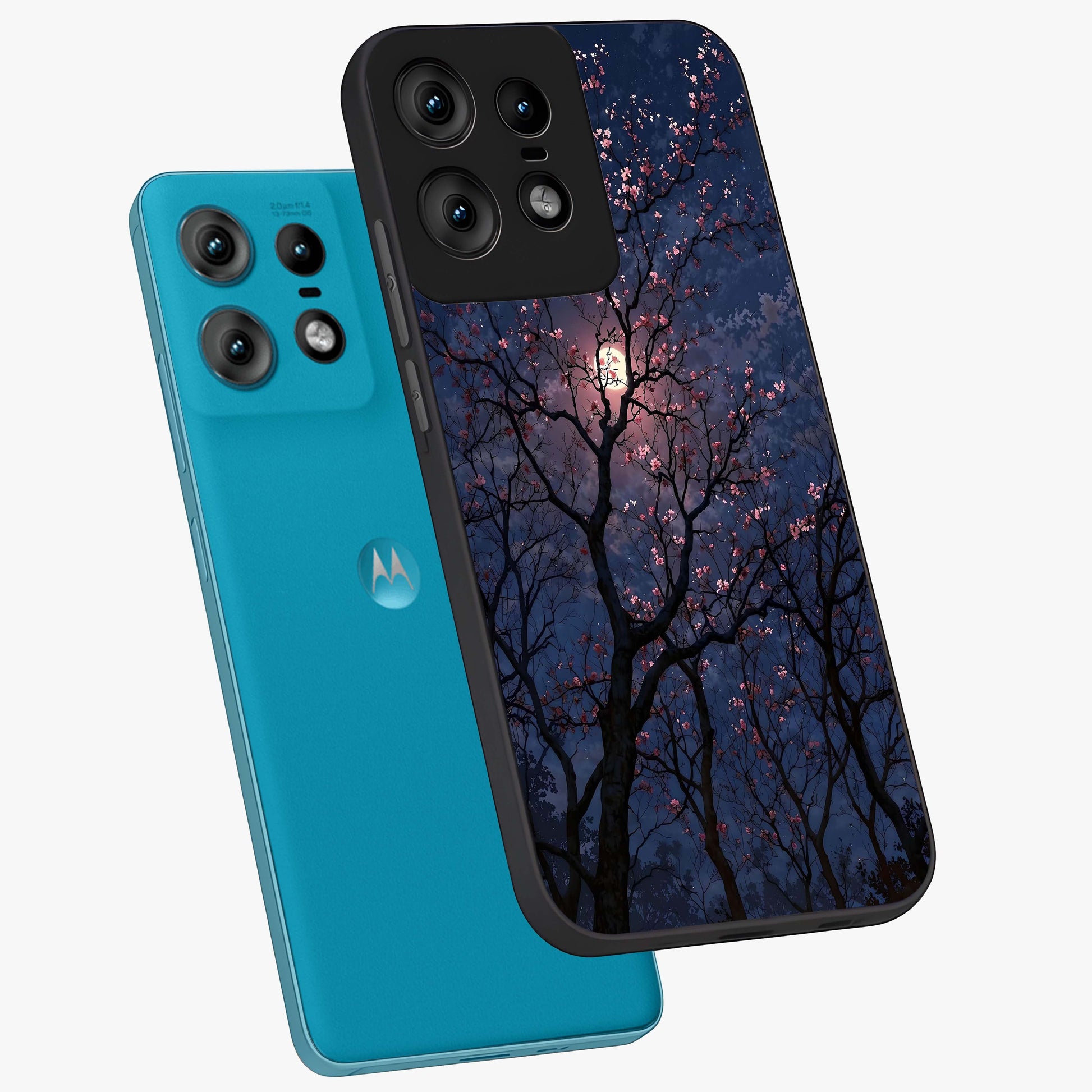 Twilight Sakura Serenade Glass Case displayed in angled mockup highlighting delicate sakura flower design with dreamy aesthetic.