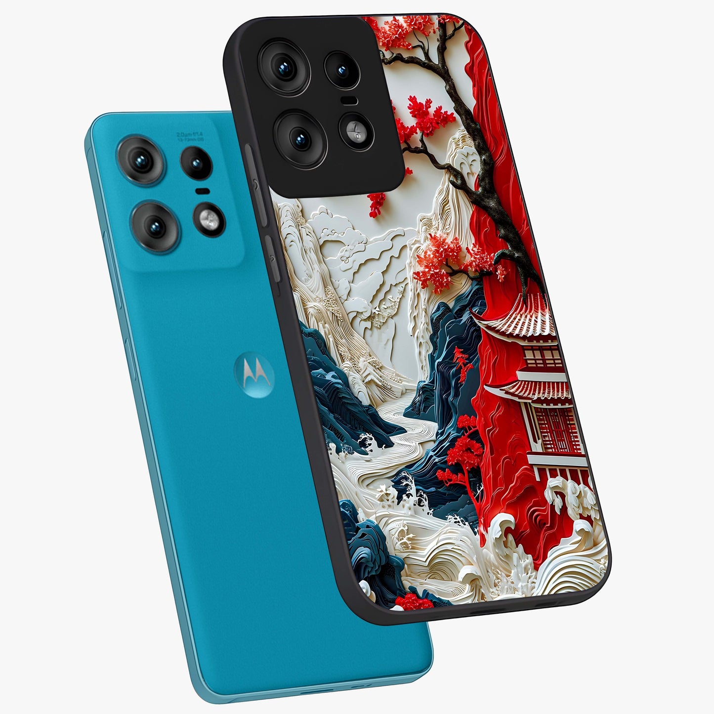 Whispers Of Sakura Waves Glass Case displayed in angled mockup highlighting flowing sakura design with soft floral aesthetic.