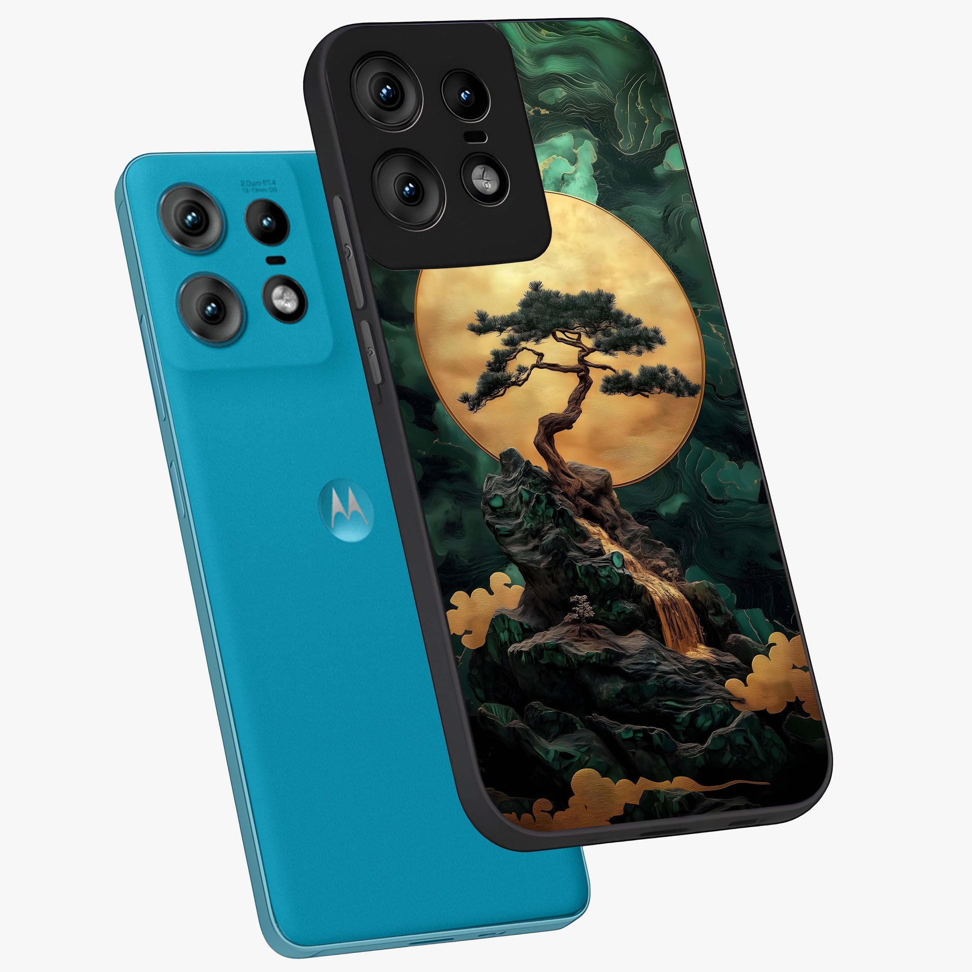 Zen Moon Rise Glass Case displayed in angled mockup highlighting peaceful lunar design with zen aesthetic style.