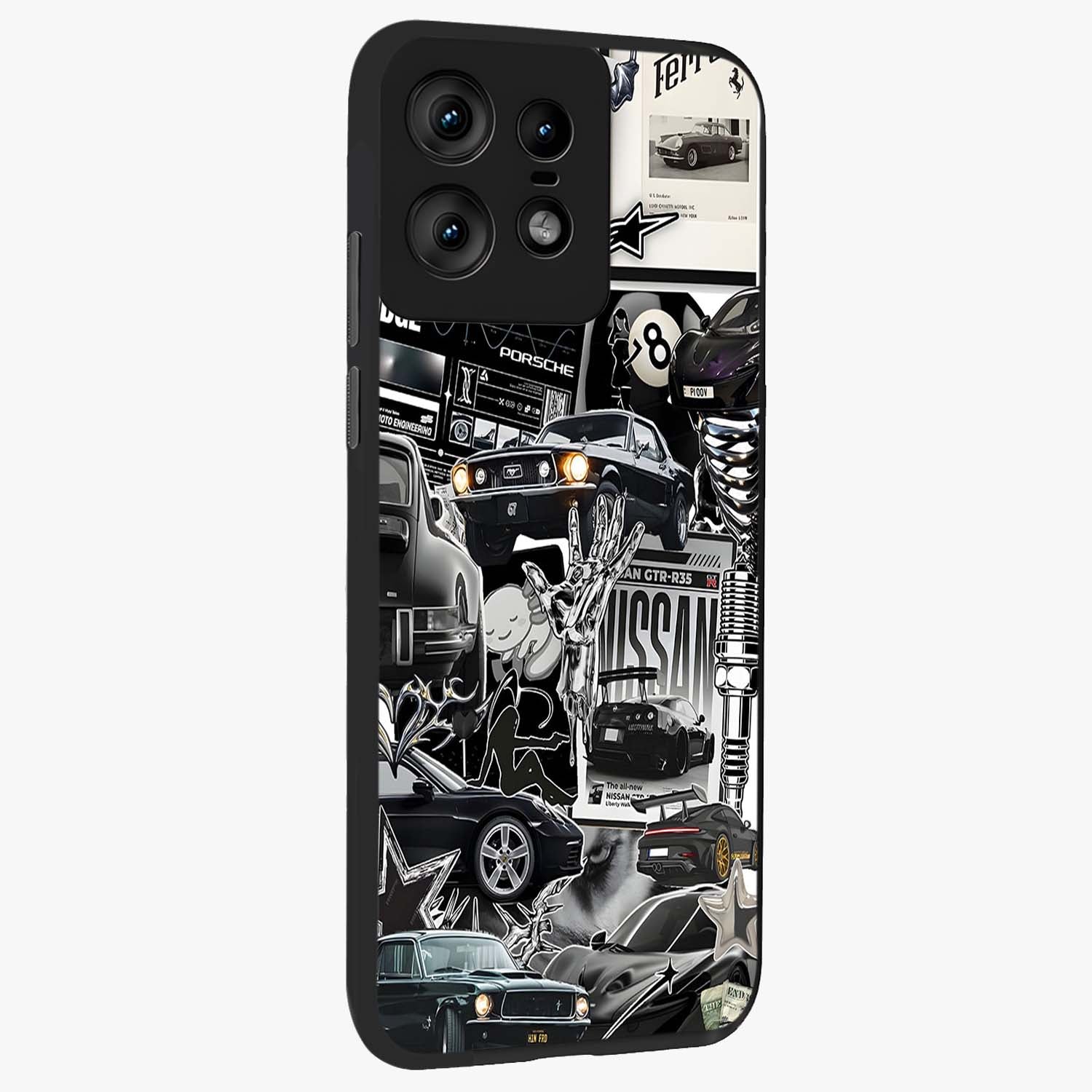 Aesthetic Dark Love Glass Case upright view showcasing dramatic romantic artwork with modern aesthetic style.