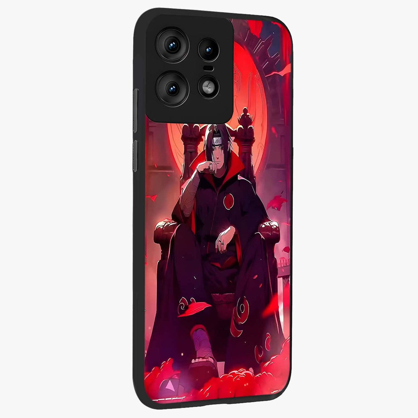 Blood Moon Sovereign Glass Case upright view showcasing powerful moon inspired artwork with cosmic aesthetic style.