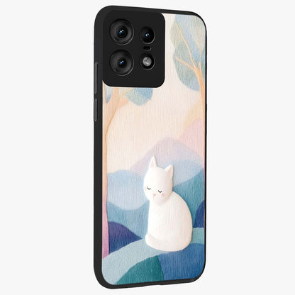 Cotton Dream Cat Glass Case upright view showcasing charming cat artwork with cozy dreamy theme.